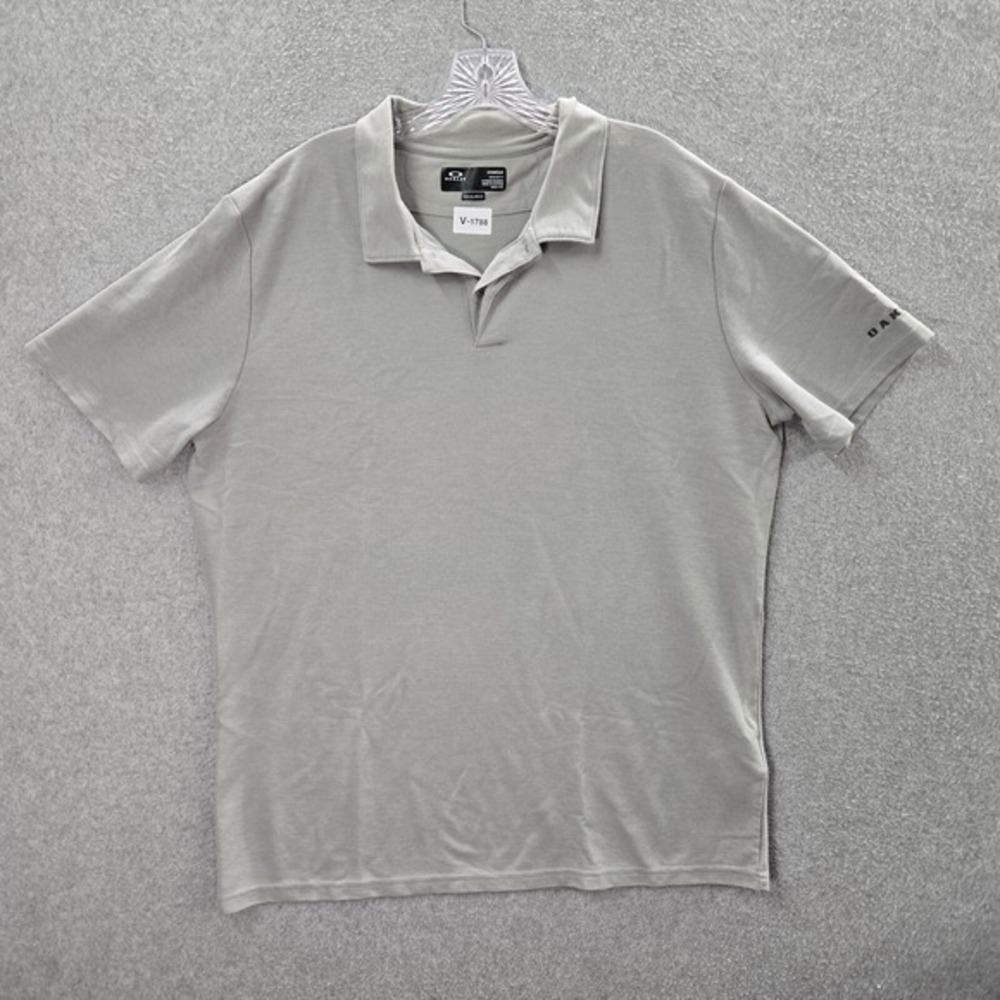 Oakley Men Polo Shirt XL Gray Golf Performance Hydrolix Short Sleeve Collar